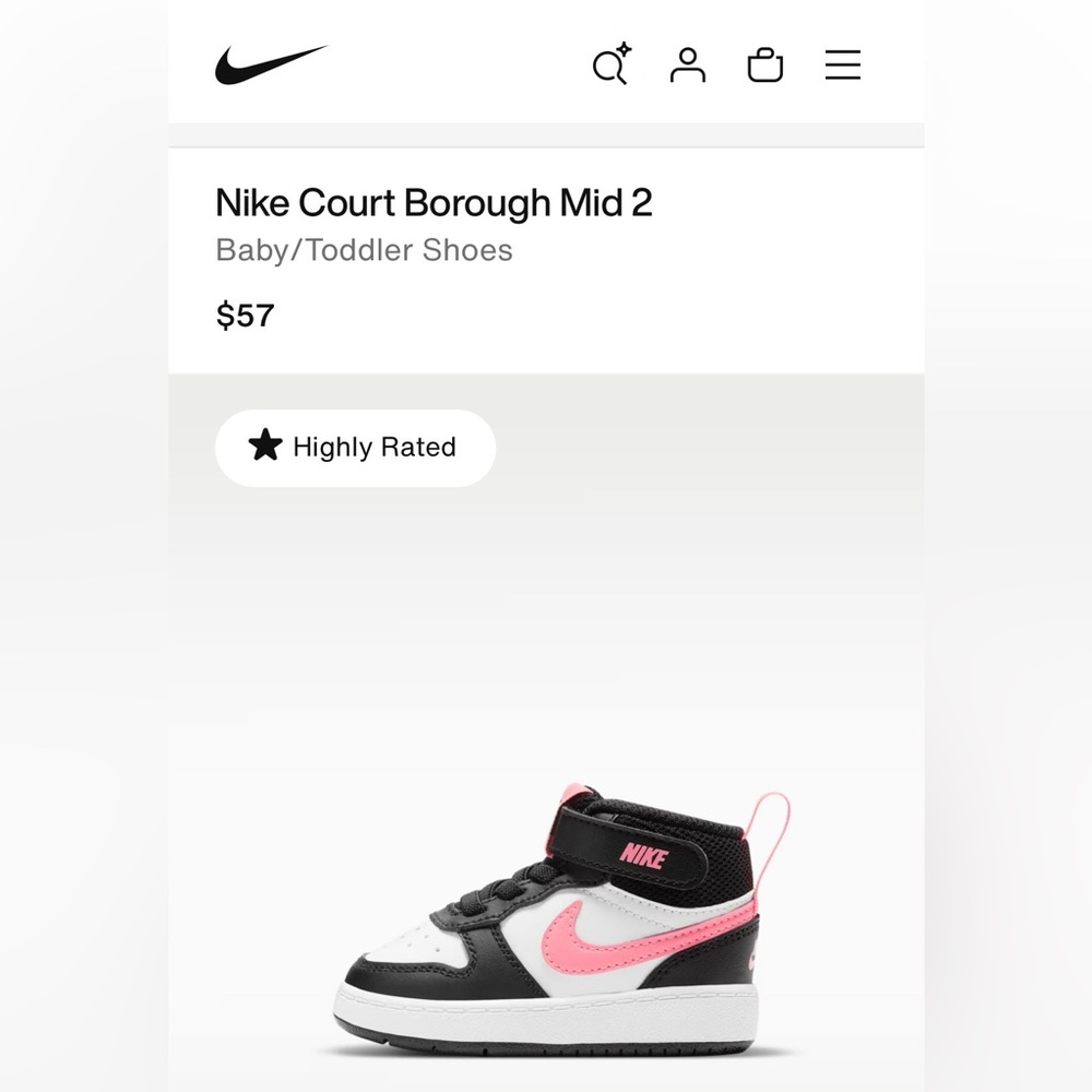 KIDS' NIKE INFANT & TODDLER COURT BOROUGH MID 2 SNEAKERS Unisex Black Pink - 7 - Picture 15 of 16